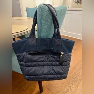 Sondra Robert's Squared Navy  Nylon Puffer Tote